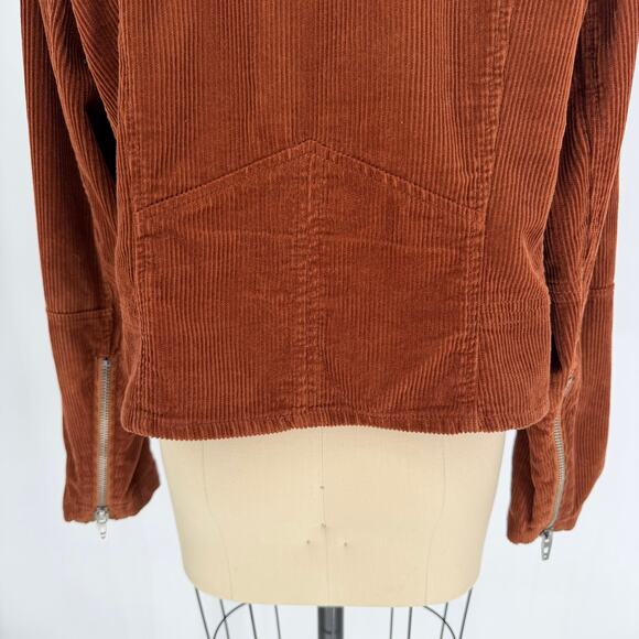 Blank NYC Corduroy Moto Jacket size Large Brown Crop Biker - Picture 13 of 16